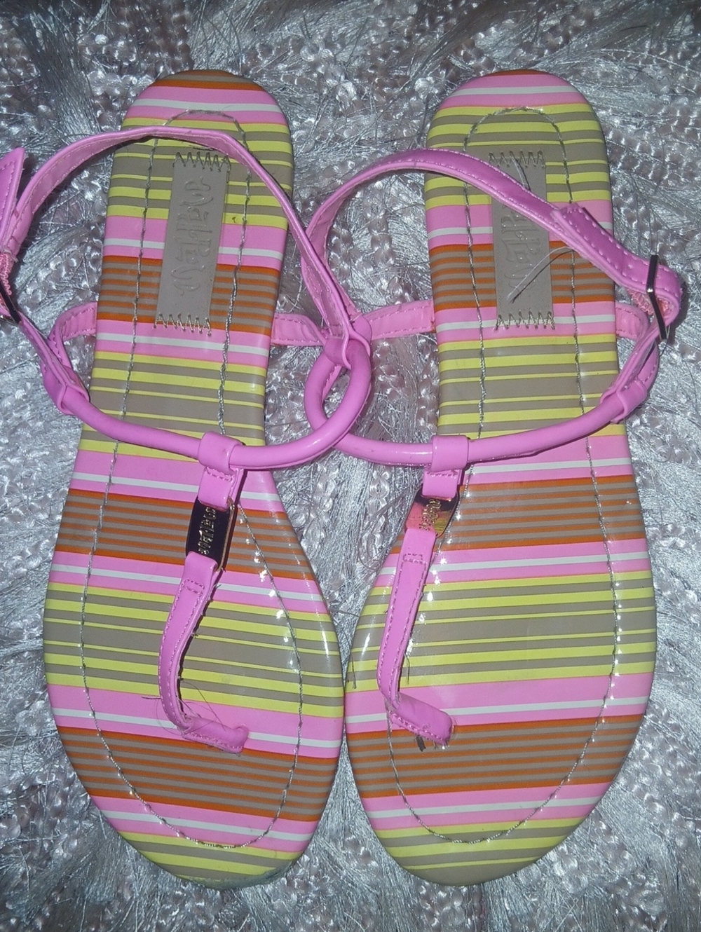 Mad Love Pink Striped Sandals